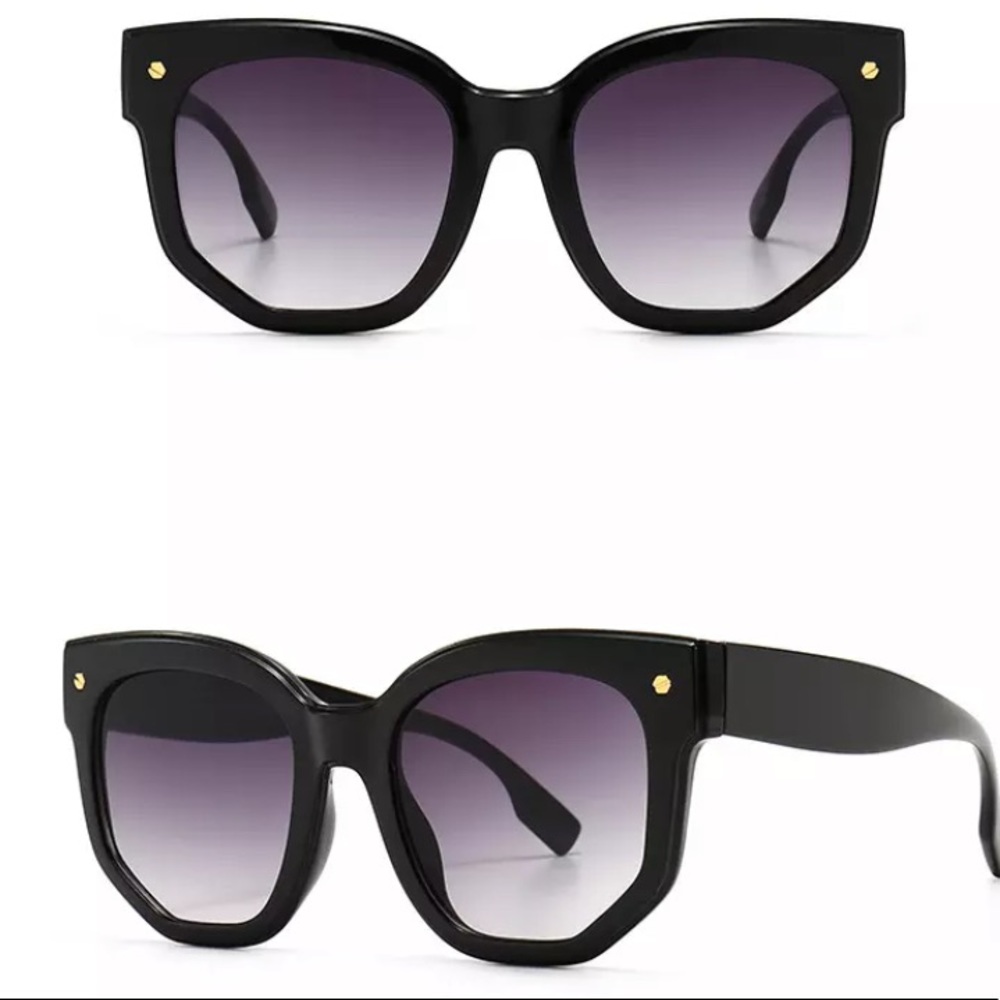 Unisex Square Nail Head Black & Grey Sunglasses